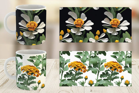 Mug Wrap Marigolds Pattern Sublimation artnoy 