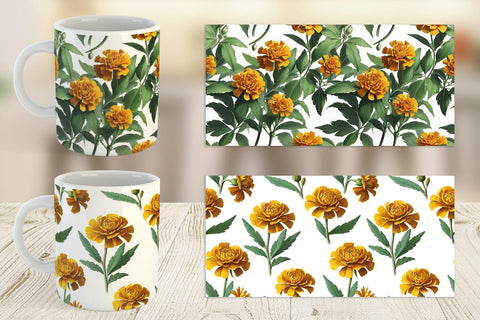 Mug Wrap Marigolds Pattern Sublimation artnoy 