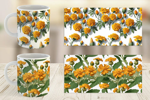 Mug Wrap Marigolds Pattern Sublimation artnoy 