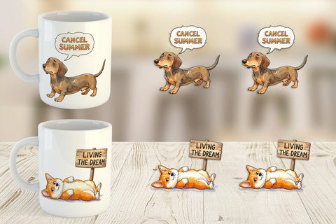 Mug Wrap Melting Summer Dog Sarcastic Watercolor Sublimation artnoy 