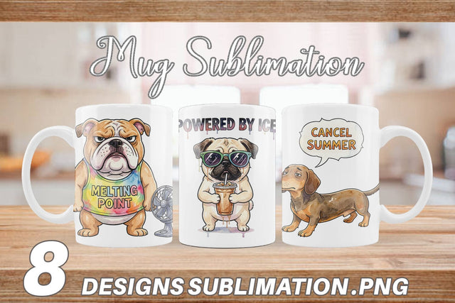 Mug Wrap Melting Summer Dog Sarcastic Watercolor Sublimation artnoy 