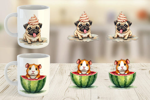 Mug Wrap Melting Summer Pets Sublimation artnoy 