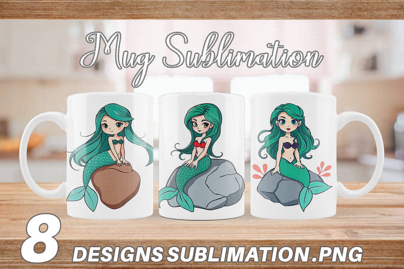 Mug Wrap Mermaid on Rock Sublimation artnoy 