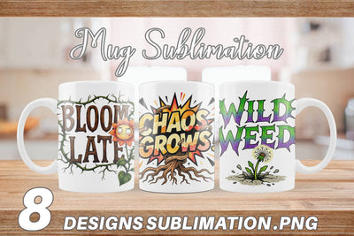 Mug Wrap Messy Growth Reluctant Blooming Sublimation artnoy 