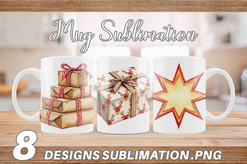 Mug Wrap Mid-Century Christmas Mail Retro Watercolor Sublimation artnoy 