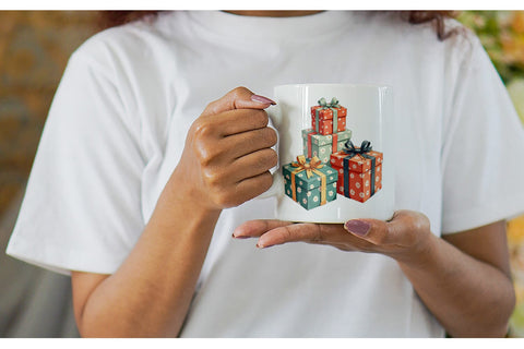 Mug Wrap Mid-Century Christmas Mail Retro Watercolor Sublimation artnoy 