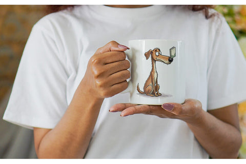 Mug Wrap Midnight Reading Dog Watercolor Sublimation artnoy 