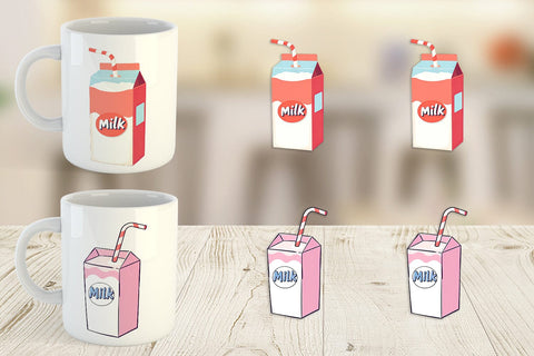 Mug Wrap Milk Box with Straw Sublimation artnoy 