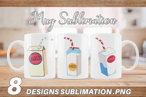 Mug Wrap Milk Box with Straw Sublimation artnoy 