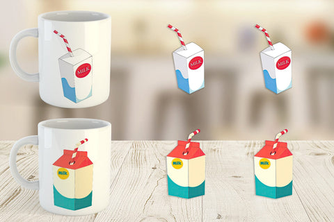 Mug Wrap Milk Box with Straw Sublimation artnoy 