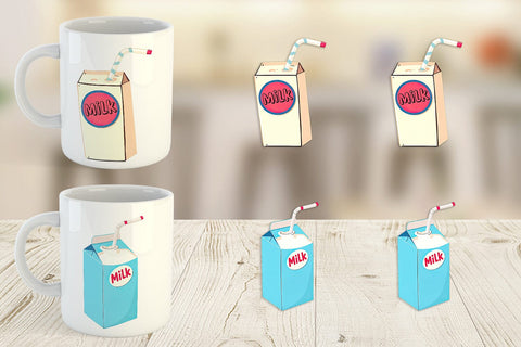 Mug Wrap Milk Box with Straw Sublimation artnoy 