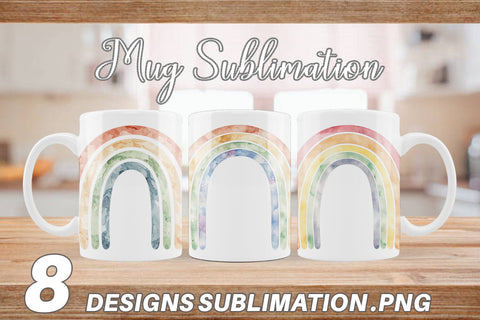 Mug Wrap Minimalist Boho Rainbow Sublimation artnoy 