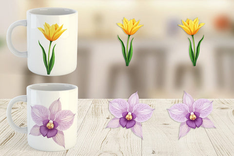 Mug Wrap Minimalist Florals Sublimation artnoy 