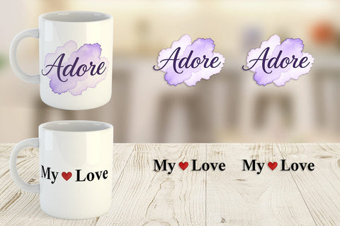 Mug Wrap Minimalist Romance Watercolor Sublimation artnoy 