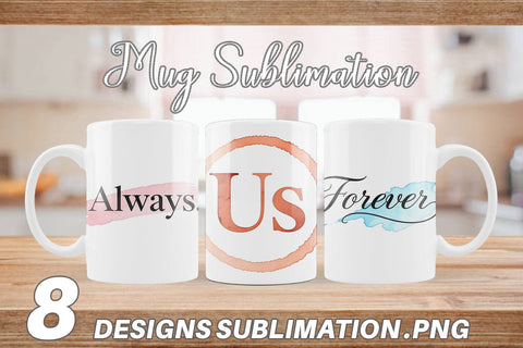 Mug Wrap Minimalist Romance Watercolor Sublimation artnoy 