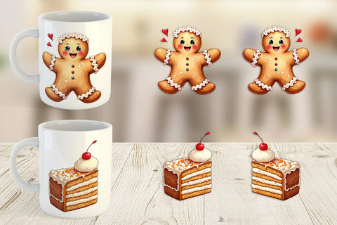 Mug Wrap Misfit Gingerbread Sweets & Treats Watercolor Sublimation artnoy 
