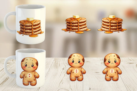 Mug Wrap Misfit Gingerbread Sweets & Treats Watercolor Sublimation artnoy 