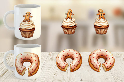 Mug Wrap Misfit Gingerbread Sweets & Treats Watercolor Sublimation artnoy 