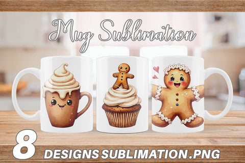 Mug Wrap Misfit Gingerbread Sweets & Treats Watercolor Sublimation artnoy 