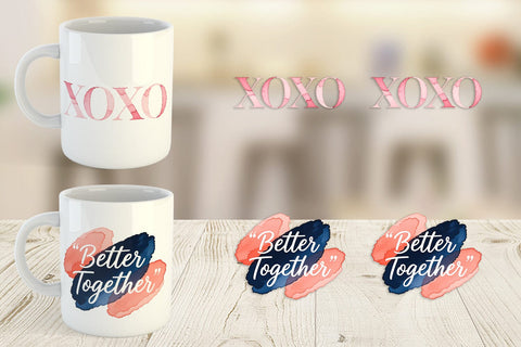 Mug Wrap Modern Love Notes Watercolor Sublimation artnoy 