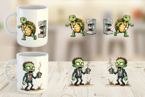 Mug Wrap Monday Morning Zombies Office Coffee Humor Sublimation artnoy 