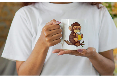 Mug Wrap Monkey Beer Day Sublimation artnoy 