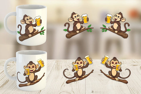 Mug Wrap Monkey Beer Day Sublimation artnoy 