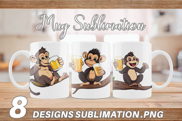 Mug Wrap Monkey Beer Day Sublimation artnoy 