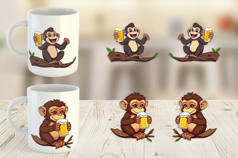 Mug Wrap Monkey Beer Day Sublimation artnoy 