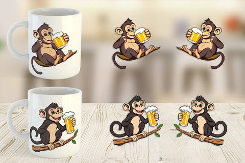 Mug Wrap Monkey Beer Day Sublimation artnoy 