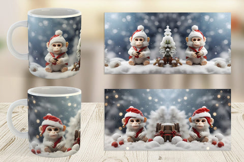 Mug Wrap Monkey Christmas Sublimation artnoy 