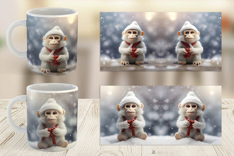 Mug Wrap Monkey Christmas Sublimation artnoy 