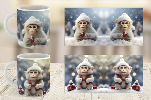Mug Wrap Monkey Christmas Sublimation artnoy 