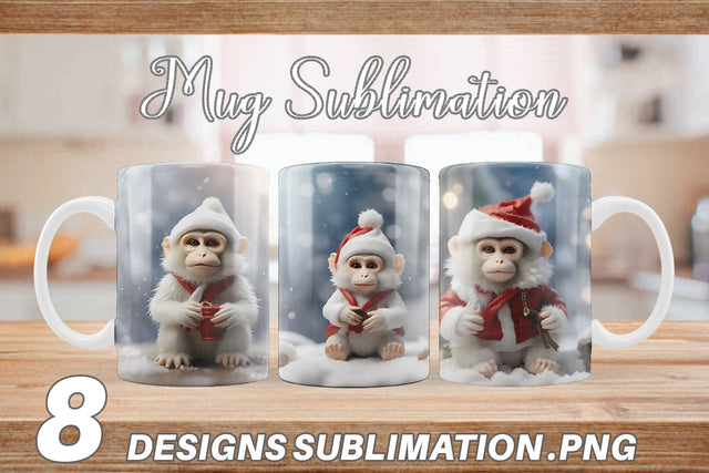 Mug Wrap Monkey Christmas Sublimation artnoy 