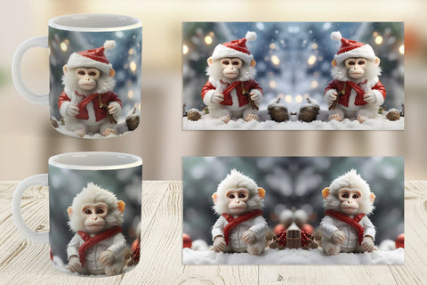 Mug Wrap Monkey Christmas Sublimation artnoy 