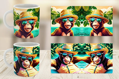 Mug Wrap Monkey in Summer Sublimation artnoy 