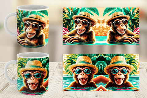 Mug Wrap Monkey in Summer Sublimation artnoy 