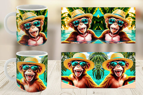 Mug Wrap Monkey in Summer Sublimation artnoy 