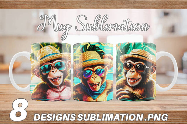 Mug Wrap Monkey in Summer Sublimation artnoy 