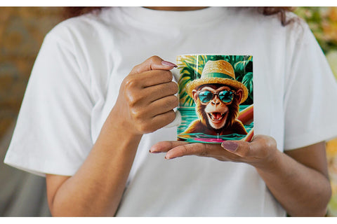 Mug Wrap Monkey in Summer Sublimation artnoy 