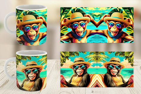 Mug Wrap Monkey in Summer Sublimation artnoy 