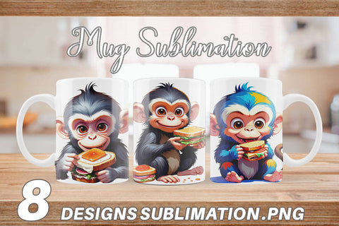 Mug wrap Monkey with Sandwich Sublimation artnoy 