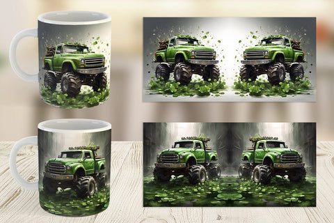 Mug Wrap Monster Truck Shamrocks Sublimation artnoy 