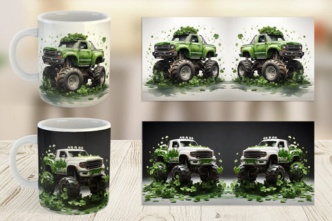 Mug Wrap Monster Truck Shamrocks Sublimation artnoy 