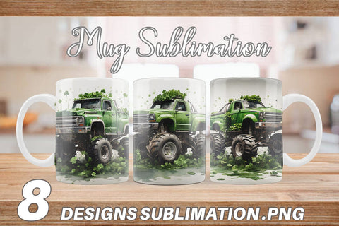 Mug Wrap Monster Truck Shamrocks Sublimation artnoy 