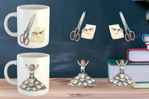 Mug Wrap Moody Desk Mascot Teacher Watercolor Sublimation artnoy 