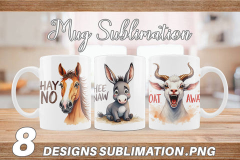 Mug Wrap Moody Farm Animal Watercolor Quotes Sublimation artnoy 
