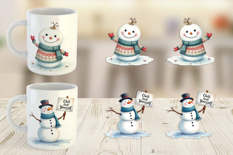 Mug Wrap Moody Snowmen Sublimation artnoy 