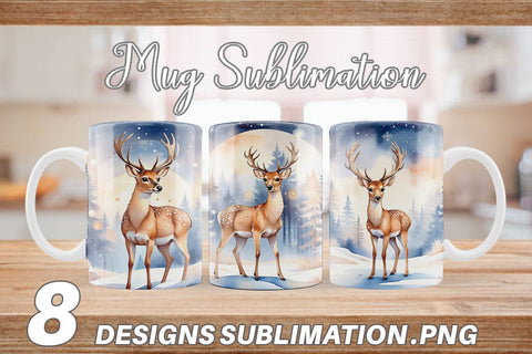 Mug Wrap Moonlit Winter Deer Sublimation artnoy 