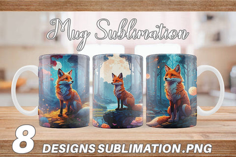 Mug Wrap Moonlit Woodland Fox Sublimation artnoy 